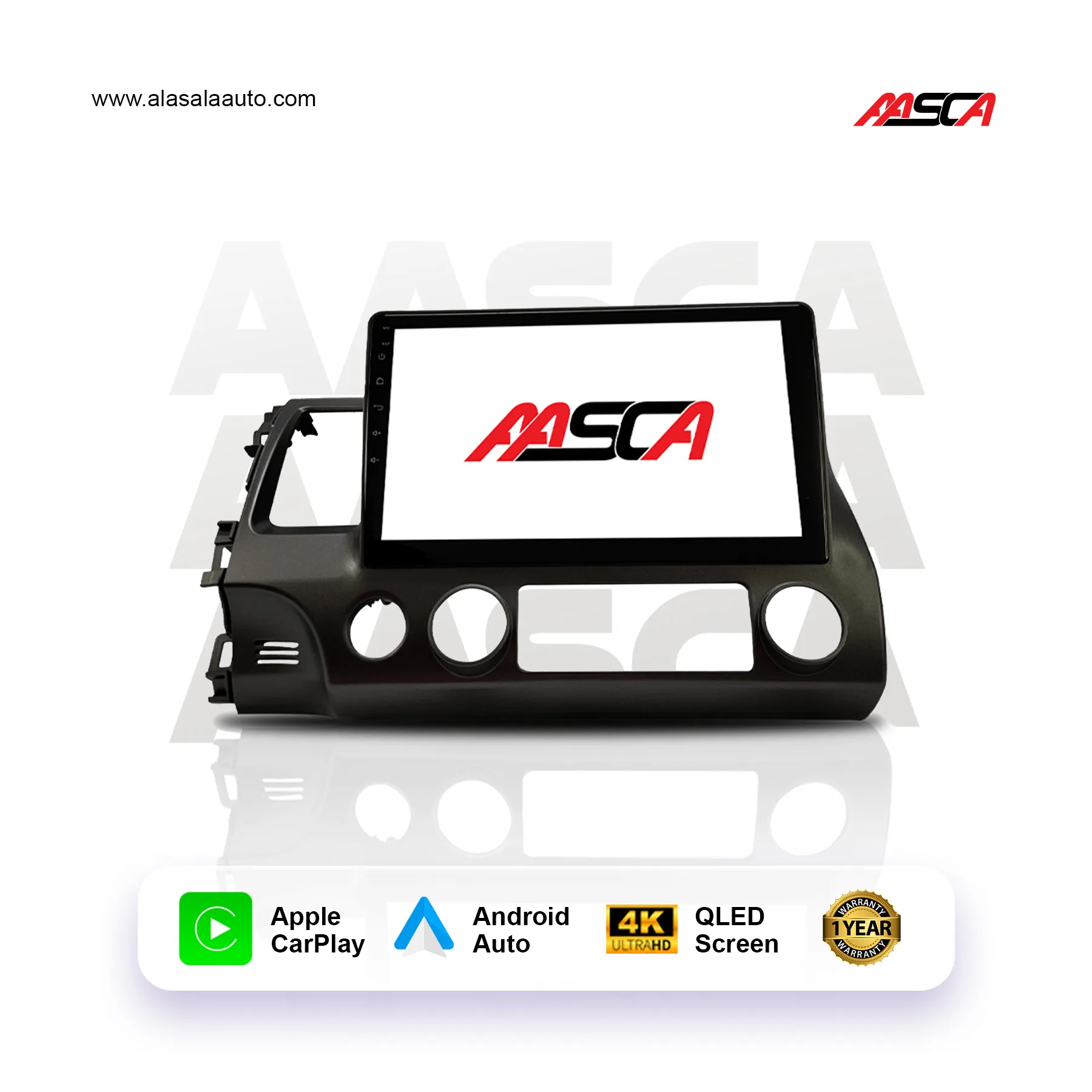 Honda Civic 2007-11 , Android 13 – 10 inch, Apple CarPlay Android Auto/QLED Display/Bluetooth/ Wi-Fi +MIC