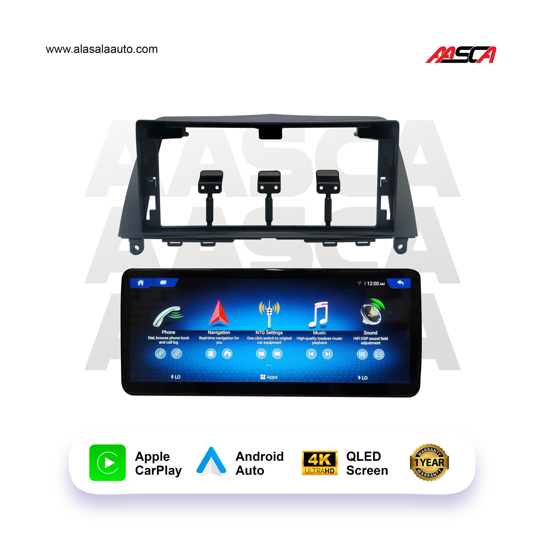 Mercedes Benz C Class 2007-2010, Android 13 – 12.3inch, Apple CarPlay Android Auto/QLED Display/Bluetooth/ Wi-Fi +MIC