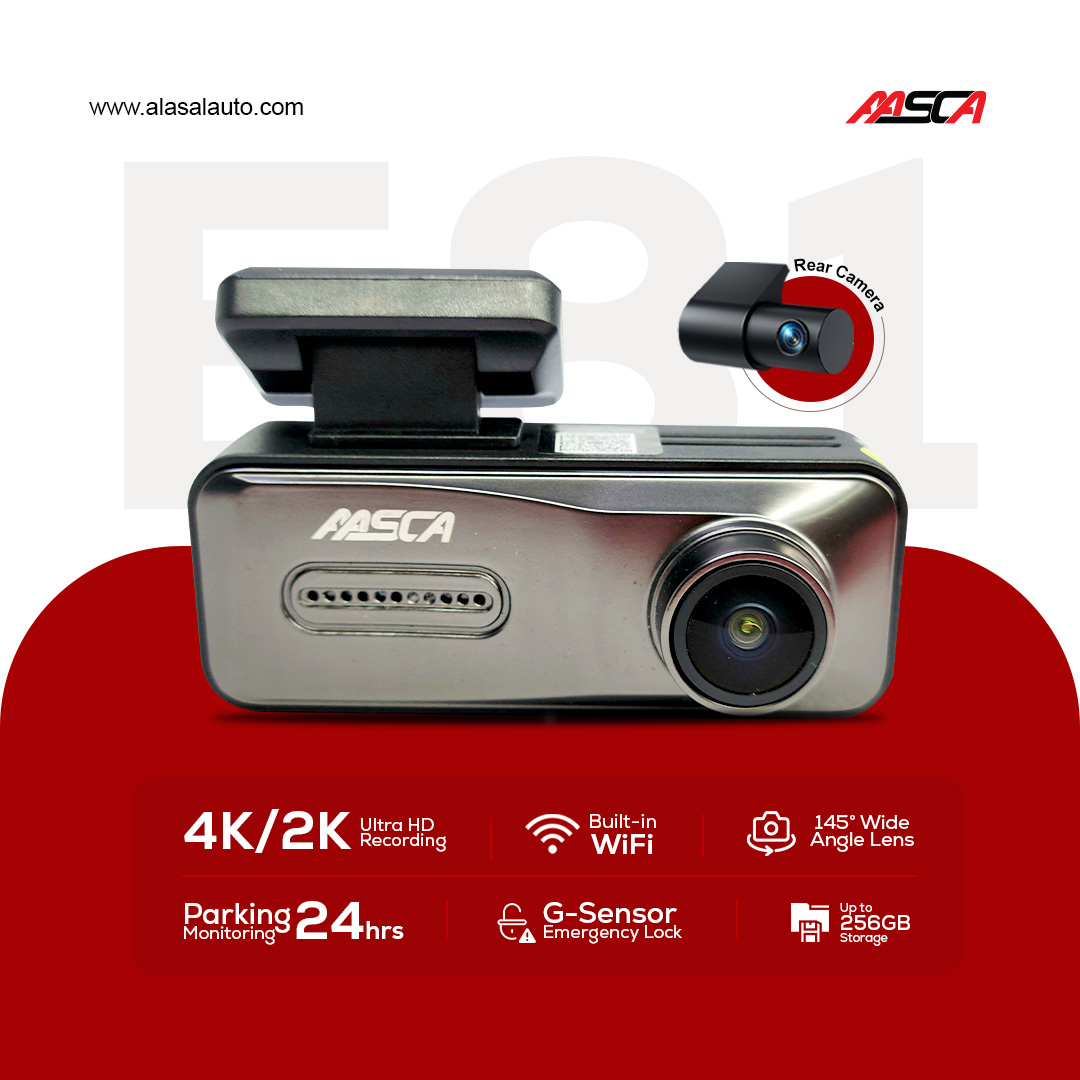 AASCA E81 – 4K / 2K Dash Camera with Rear Camera, WiFi & 3.2” Display