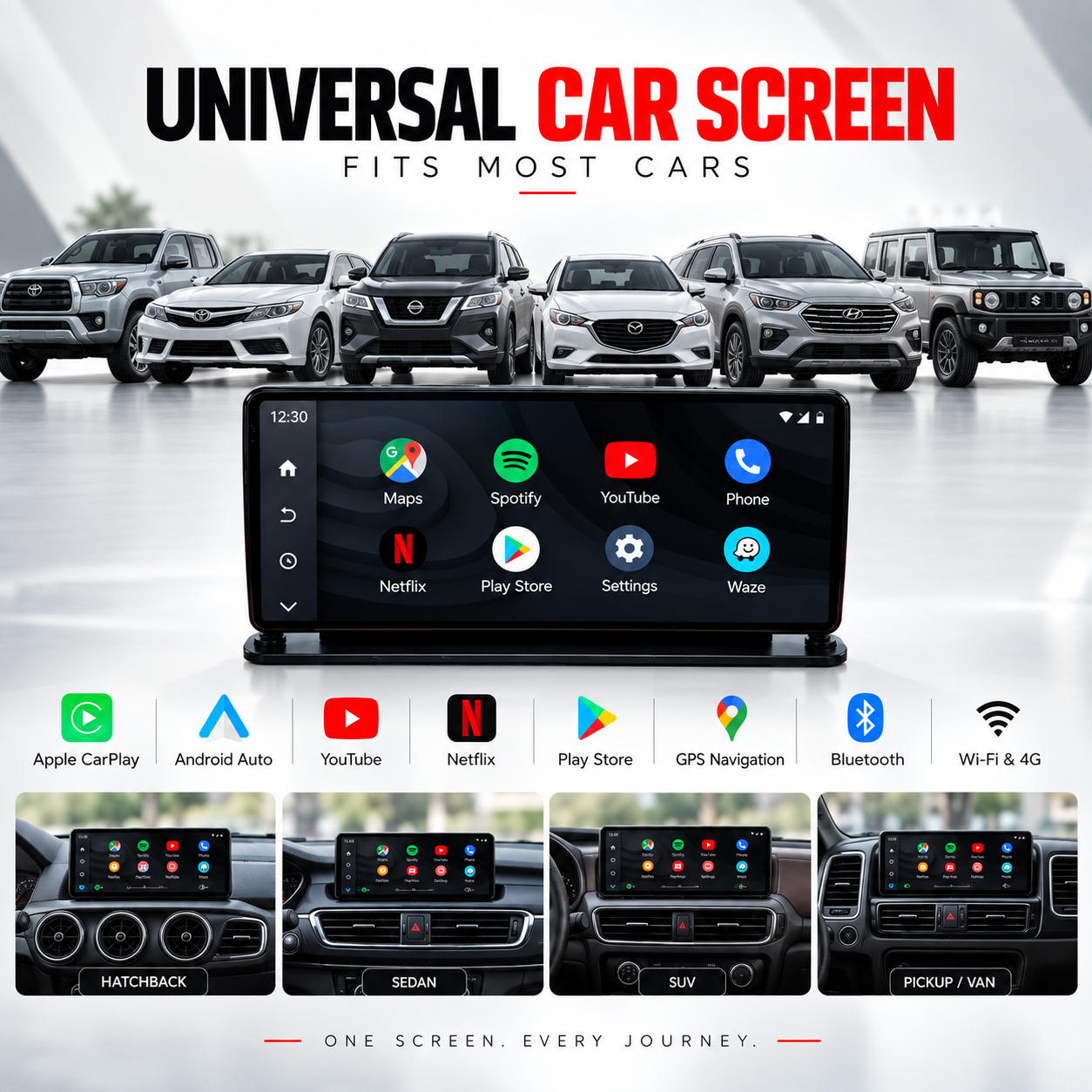 12.3-Inch Universal Android Car Screen | Apple CarPlay & Android Auto - Image 2